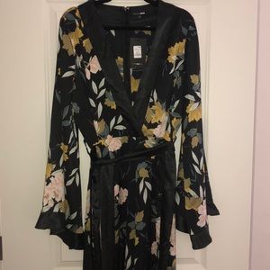 Floral Deep-V Silky Jumpsuit